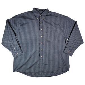 Oleg Cassini 1X Dadcore Button Down Shirt Blue Plaid Casual Grandpacore Y2K